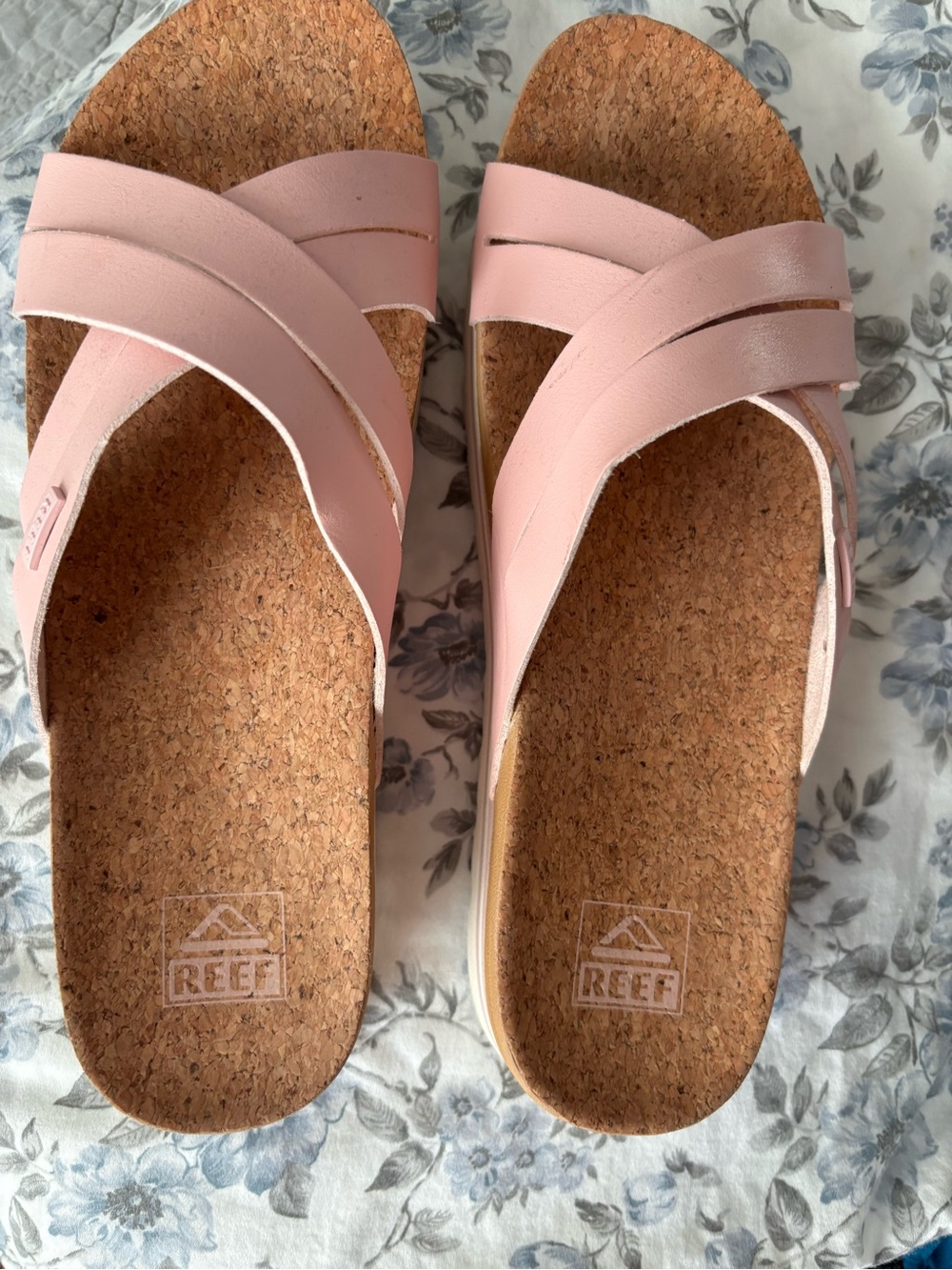 rag & bone Pink Cork Cross-Strap Slide Sandals